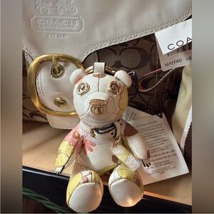 Coach Leather Bear Floral Keychain Bag Charm